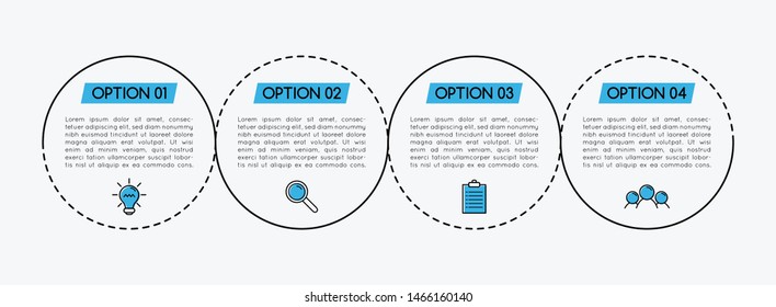 Circle infographic template with 4 options. Vector