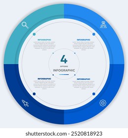 Circular modelo infográfico com 4 opções para apresentações