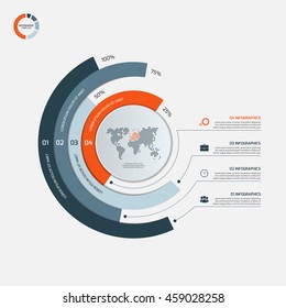 Circle infographic template with 4 options. Business concept. Vector illustration.