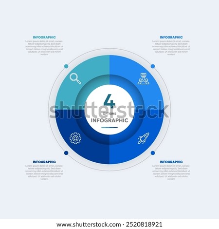 Circle infographic template with 4 options for presentations