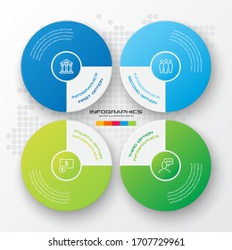 Plantilla de infografía circular con 4 opciones,Ilustración vectorial.