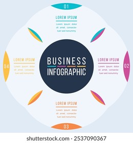Circle Infographic Plantilla 4 pasos, objetos, Elementos u opciones infographic diseño de negocios