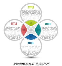 Circle infographic template with 4 steps. For presentation and design concept. Vector illustration.