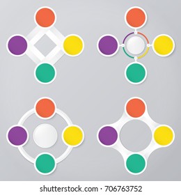 circle infographic template with 4 steps, set infographic Collection of 4 template