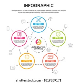 Opción 5 de la plantilla de infografía de círculo. Diseño de vectores