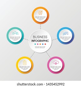 Circle infographic template with 5 options. Vector