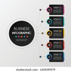Circle infographic template with 5 options. Vector