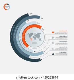 Circle infographic template with 5 options. Business concept. Vector illustration.