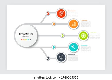 Circle Infographic template with 5 options.Business concept. Can be used for Presentation,workflow layout, diagram, annual report, web design.vector design illustration eps.10