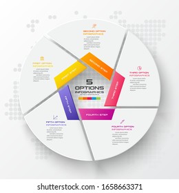 Circle infographic template with 5 options,Vector illustration.