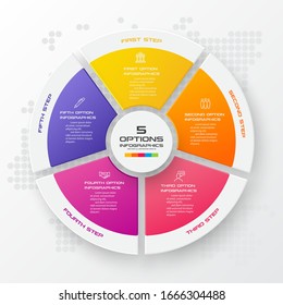 Circle Infographic Template With 5 Options,Vector Illustration.