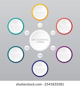 Circle Infographic Template with 5 Step Icons