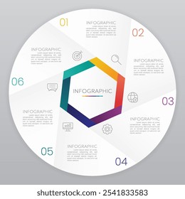 Circle Infographic Template with 5 Step Icons