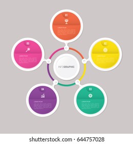 circle infographic template with 5 steps