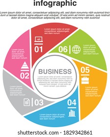 Opción 6 de la plantilla de infografía circular. Diseño de vectores