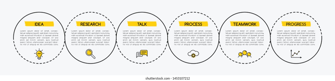 Circle infographic template with 6 options. Vector