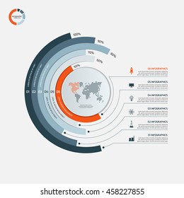 Circle infographic template with 6 options. Business concept. Vector illustration.