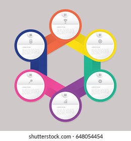 circle infographic template with 6 steps