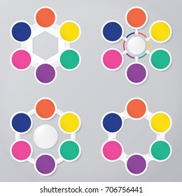 circle infographic template with 6 steps, set infographic Collection of 4 template