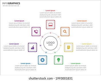 Circle infographic template with 7 options for presentations. Vector infographic design template. diagram, number options. Data visualization. Business concept with 7 steps, seven process.