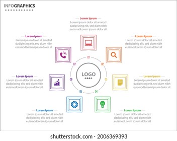 Circle infographic template with 7 options for presentations. Vector infographic design template. diagram, number options. Data visualization. Business concept with 7 steps, seven process.