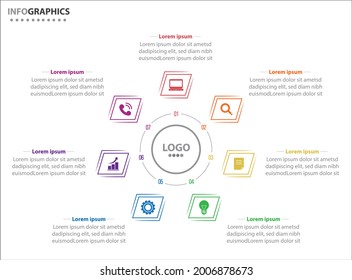 Circle infographic template with 7 options for presentations. Vector infographic design template. diagram, number options. Data visualization. Business concept with 7 steps, seven process.