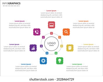 Circle infographic template with 7 options for presentations. Vector infographic design template. diagram, number options. Data visualization. Business concept with 7 steps, seven process.