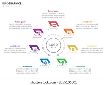 Circle infographic template with 7 options for presentations. Vector infographic design template. diagram, number options. Data visualization. Business concept with 7 steps, seven process.