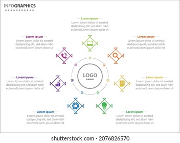 Circle infographic template with 7 options for presentations. Vector infographic design template. diagram, number options. Data visualization. Business concept with 7 steps, seven process.