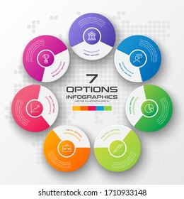 Circle infographic template with 7 options,Vector illustration.