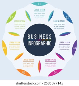 Circle Infographic Plantilla 7 pasos, objetos, Elementos u opciones infographic diseño de negocios