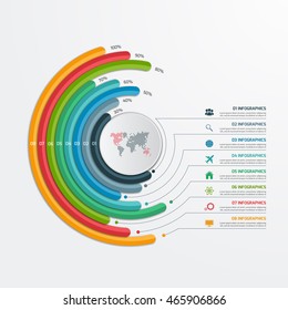 Circle infographic template with 8 options. Business concept. Vector illustration.