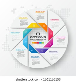 Circle infographic template with 8 options,Vector illustration.