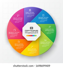Circle infographic template with 8 options,Vector illustration.