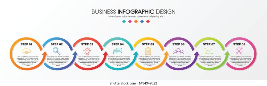 Circle infographic template with 8 steps. Vector