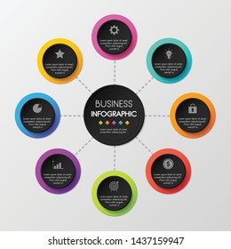 Circle infographic template with 8 steps. Vector