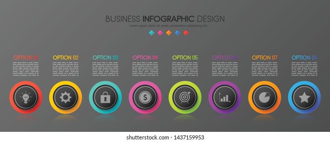 Circle infographic template with 8 steps. Vector