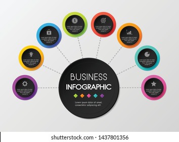 Circle infographic template with 8 steps. Vector