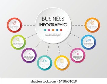 Circle infographic template with 8 steps. Vector
