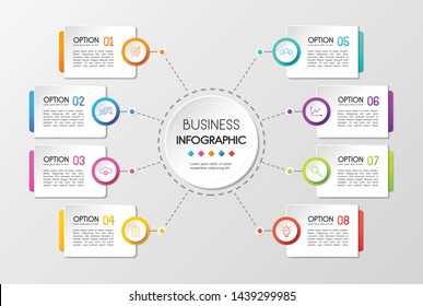 Circle infographic template with 8 steps. Vector