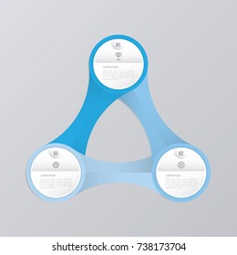 circle infographic template blue with 3 steps