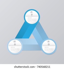 circle infographic template blue with 3 steps