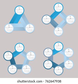 circle infographic template blue with 3, 4, 5, 6 steps