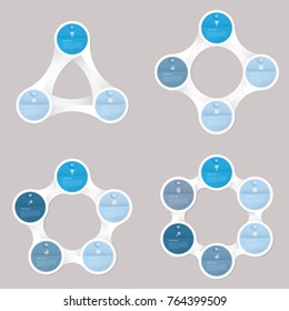 circle infographic template blue with 3, 4, 5, 6 steps