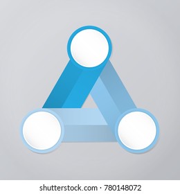 circle infographic template blue with 3 steps