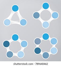 circle infographic template blue with 3, 4, 5, 6 steps