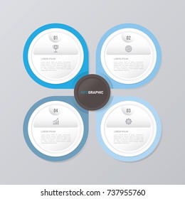 circle infographic template blue with 4 steps