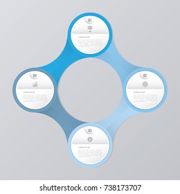 circle infographic template blue with 4 steps