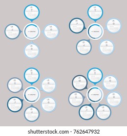 circle infographic template blue with 4, 5, 6, 7 steps