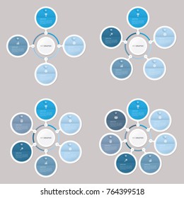 circle infographic template blue with 4, 5, 6, 7 steps